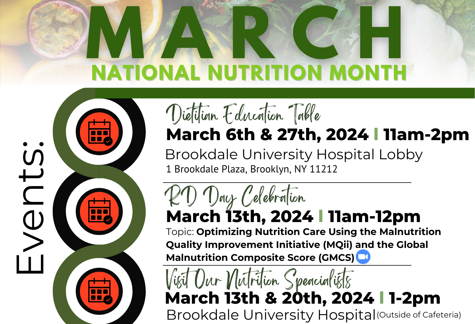 Brookdale - March National Nutrition Month Tabling's