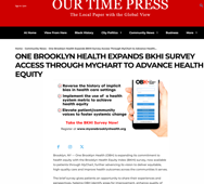 One Brooklyn Health Featured in Our Time Press for Expanding BKHI Survey Access
