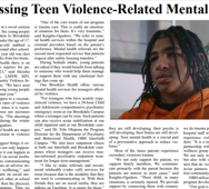 OBH Featured In Our Time Press On Teen Violence and Mental Health&nbsp;