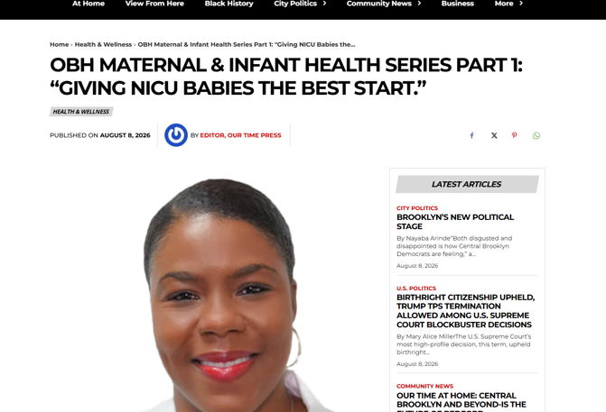 Our Time Press Features OBH Maternal & Infant Health Series: “Giving NICU Babies the Best Start”