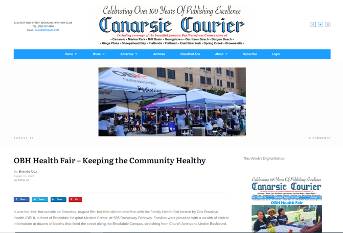 Canarsie Courier Highlights Brookdale Family Health Fair and OBH’s Commitment to Community Health