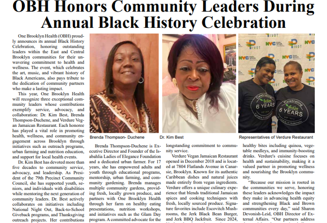 Our Time Press Featured OBH for Honoring the Community During Black History Month&nbsp;
