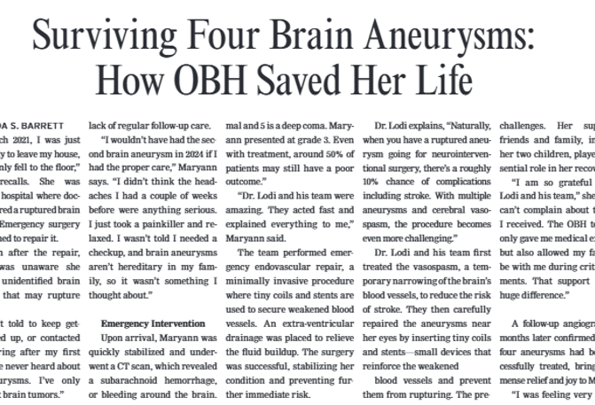 Dr. Lodi Featured in Caribbean Life on Patient’s Survival After Four Brain Aneurysms