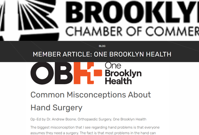 OBH Featured In Brooklyn Chambers of Commerce on Hand Surgery&nbsp;