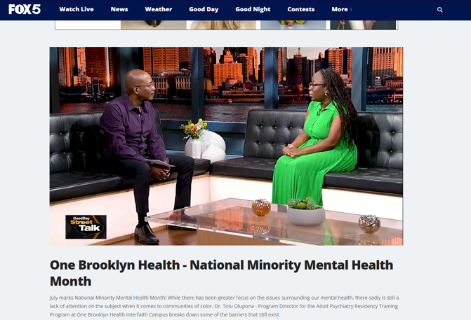 FOX 5 Street Talk on National Minority Mental Health Awareness Month