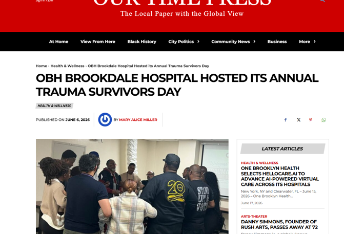 Our Time Press Coverage: OBH Brookdale Hospital Hosted its Annual Trauma Survivors Day
