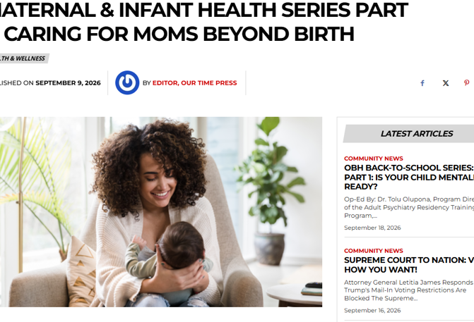 Our Time Press Features OBH Experts in Maternal & Infant Health Series